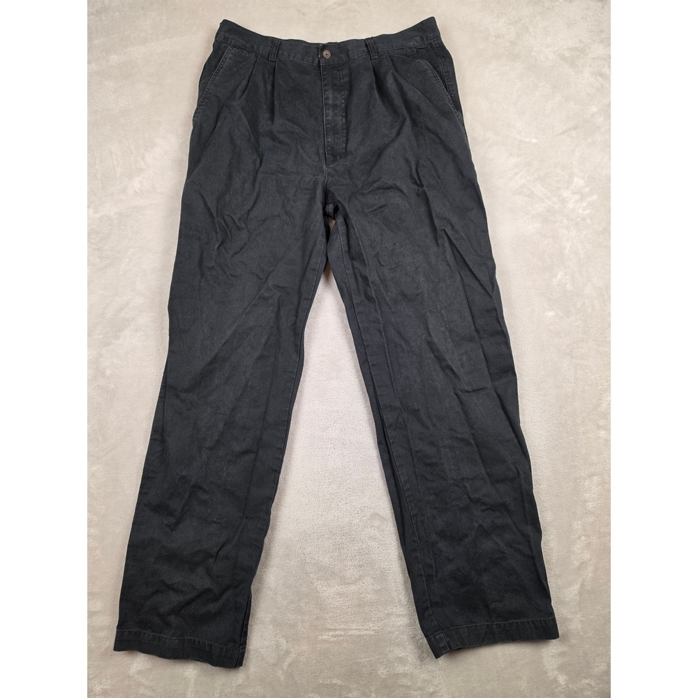 Woolrich Pleated Chino Pants Mens 36x32 Fit 33x32 Black Cotton Made In Turkey